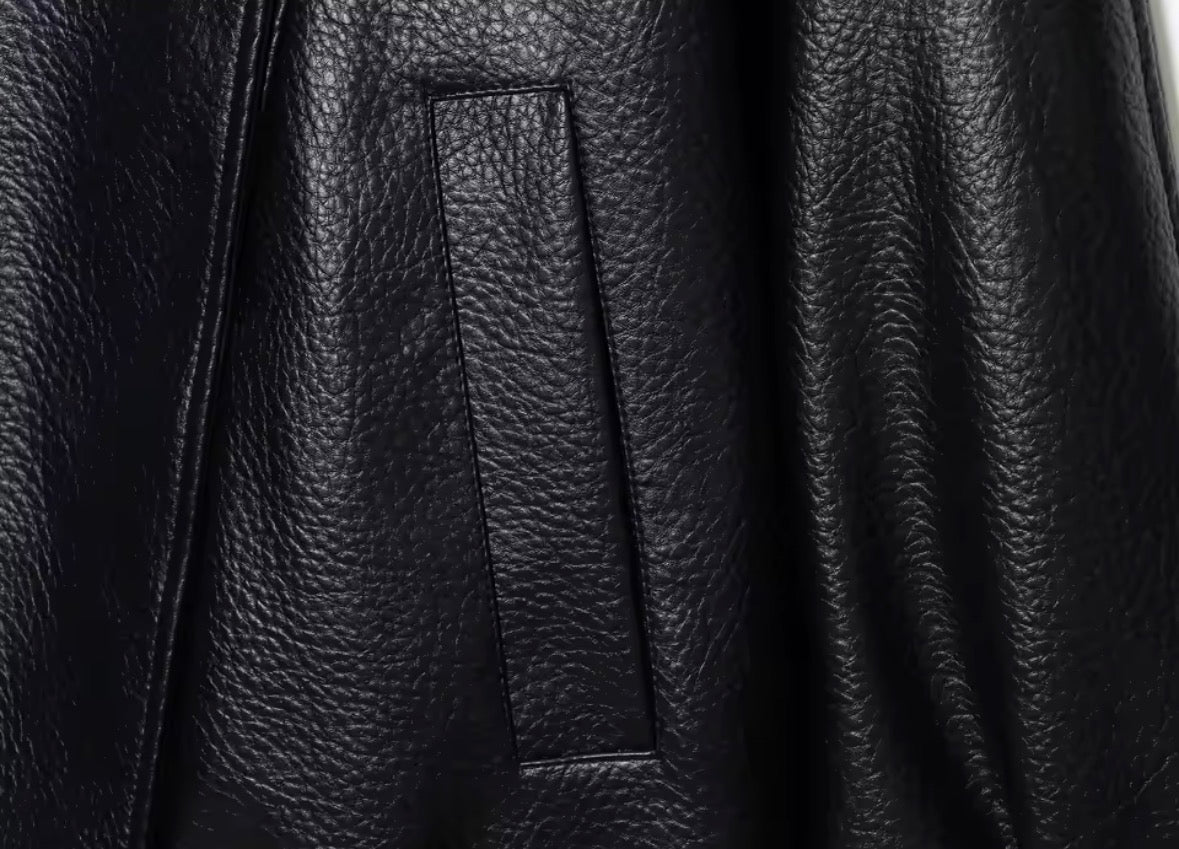 Moderne Oversize Bikerjacke für Damen – Schwarz & Coffee