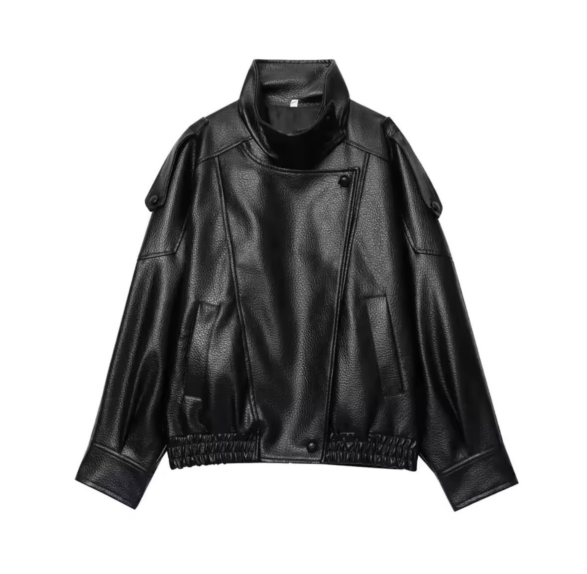 Moderne Oversize Bikerjacke für Damen – Schwarz & Coffee