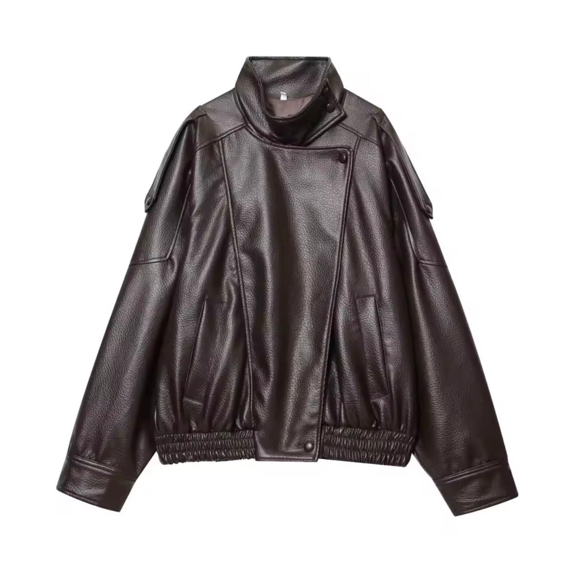 Moderne Oversize Bikerjacke für Damen – Schwarz & Coffee
