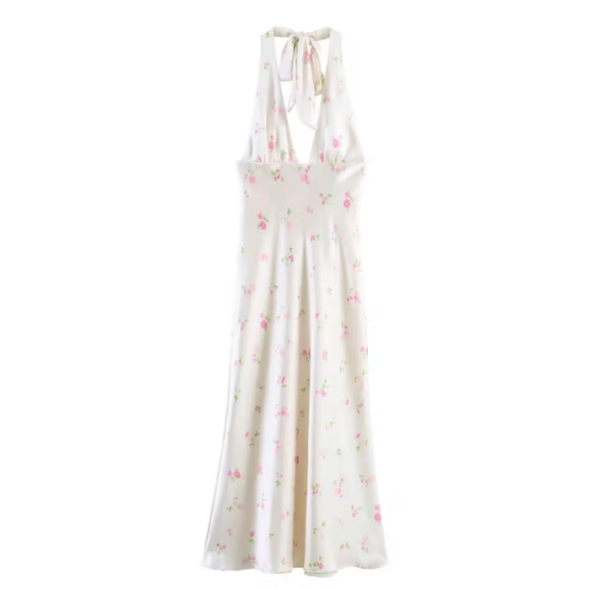 Weißes Maxikleid mit zartem Blumenprint