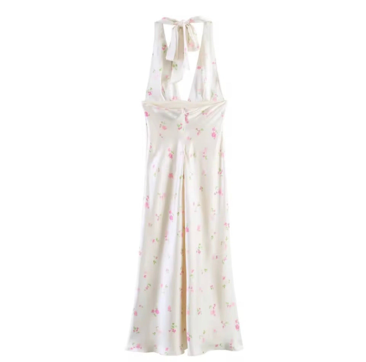 Weißes Maxikleid mit zartem Blumenprint