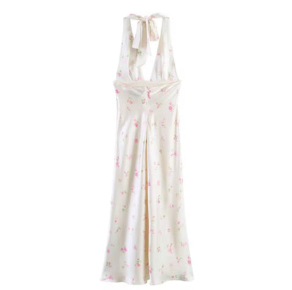 Weißes Maxikleid mit zartem Blumenprint