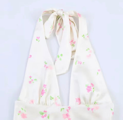 Weißes Maxikleid mit zartem Blumenprint