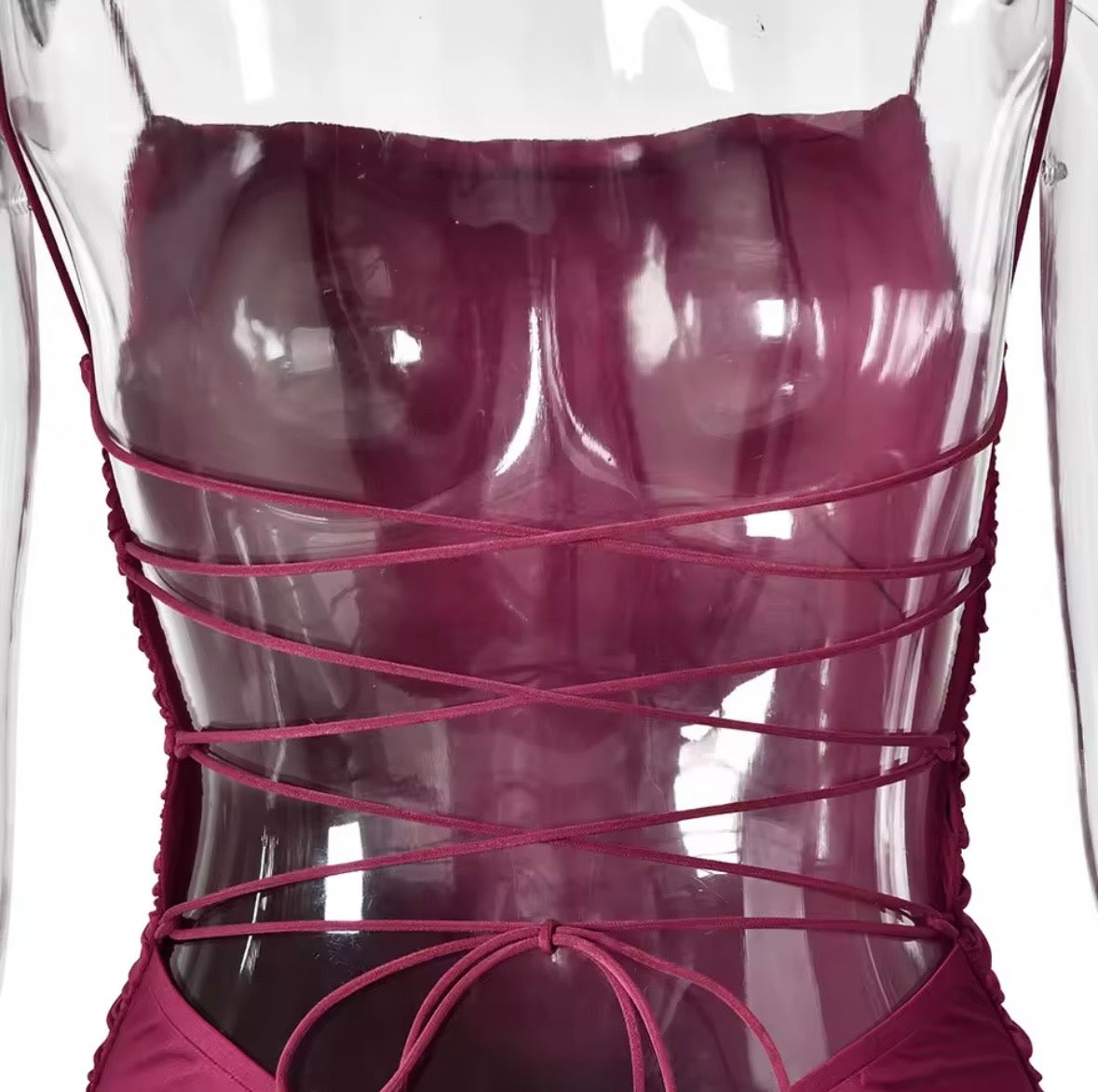 Elegantes Maxikleid mit Raffungen –  Dunkel Rot &  Rosa