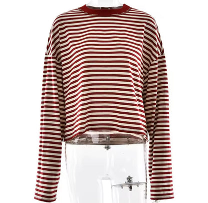 Oversized Cropped Streifen-Longsleeve