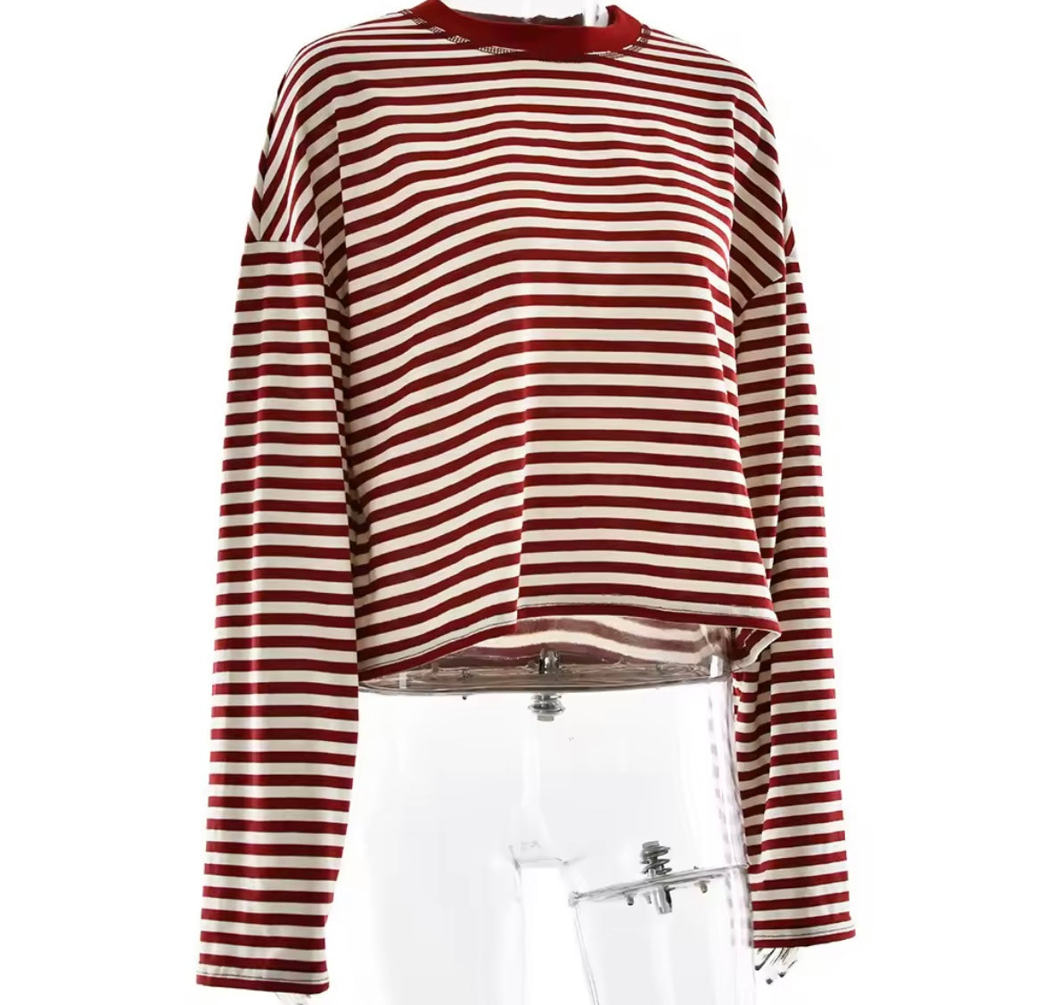 Oversized Cropped Streifen-Longsleeve