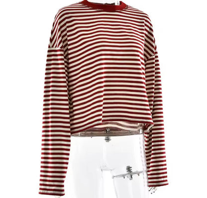 Oversized Cropped Streifen-Longsleeve