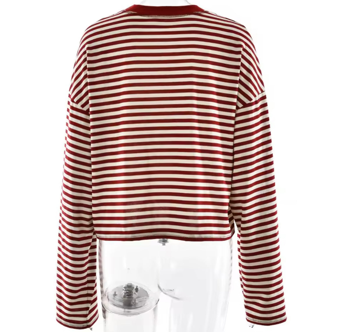 Oversized Cropped Streifen-Longsleeve