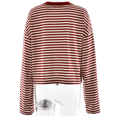 Oversized Cropped Streifen-Longsleeve