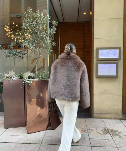 Pelz-Mantel in Braun