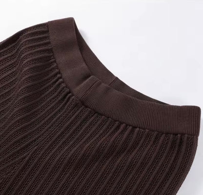 Zweiteiliges Plissee-Set in Braun