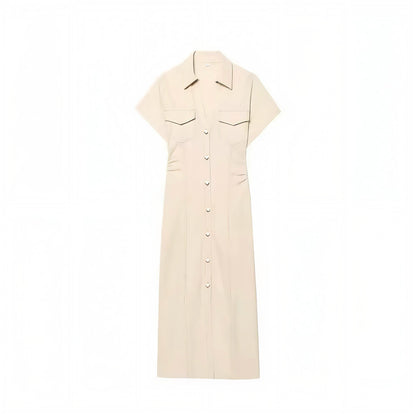 Elegantes Hemdblusenkleid mit Druckknopfleiste und Utility-Taschen