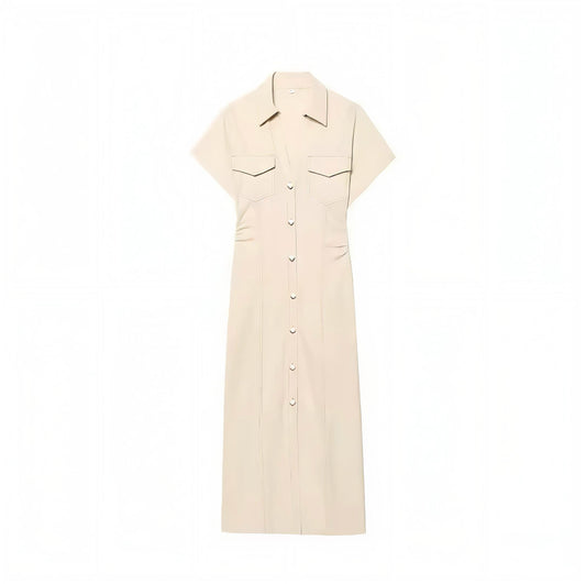 Elegantes Hemdblusenkleid mit Druckknopfleiste und Utility-Taschen