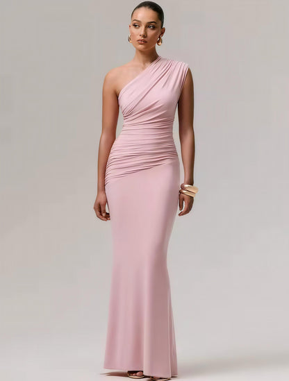 Elegantes, asymmetrisches Kleid in zartem Gelb