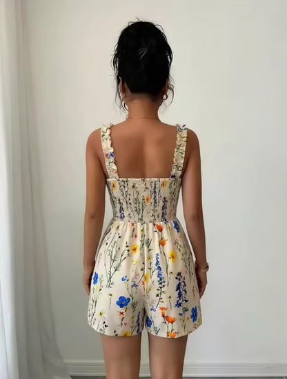Ärmelloser Floral-Print Jumpsuit