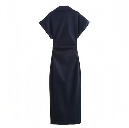 Elegantes Hemdblusenkleid mit Druckknopfleiste und Utility-Taschen
